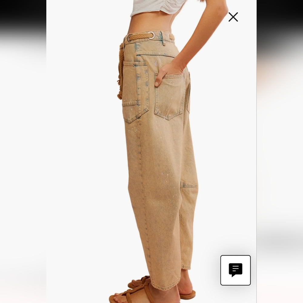 NWT FREE PEOPLE MOXIE SLUNG LOW BARREL JEANS-VARIOUS SIZES - Picture 3 of 4